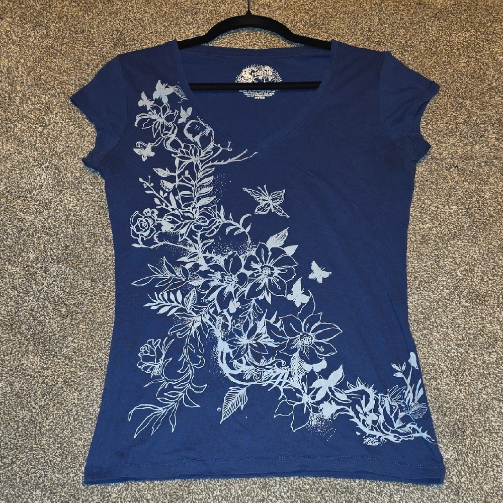 Stranded Blue Floral Short Sleeve Tee